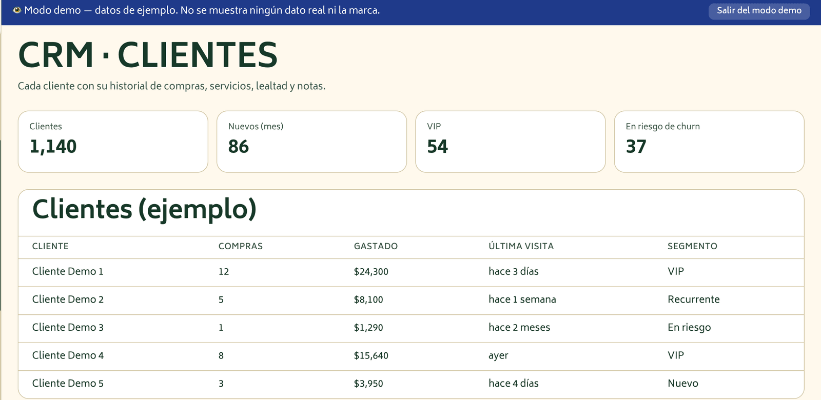 Commerce OS — vista de ejemplo 5